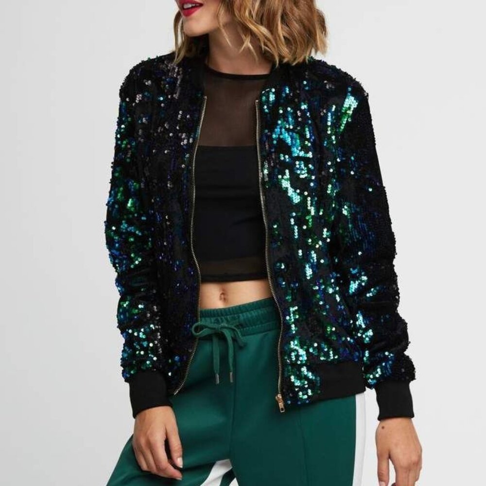 Charlotte Russe Sequin Bomber Jacket